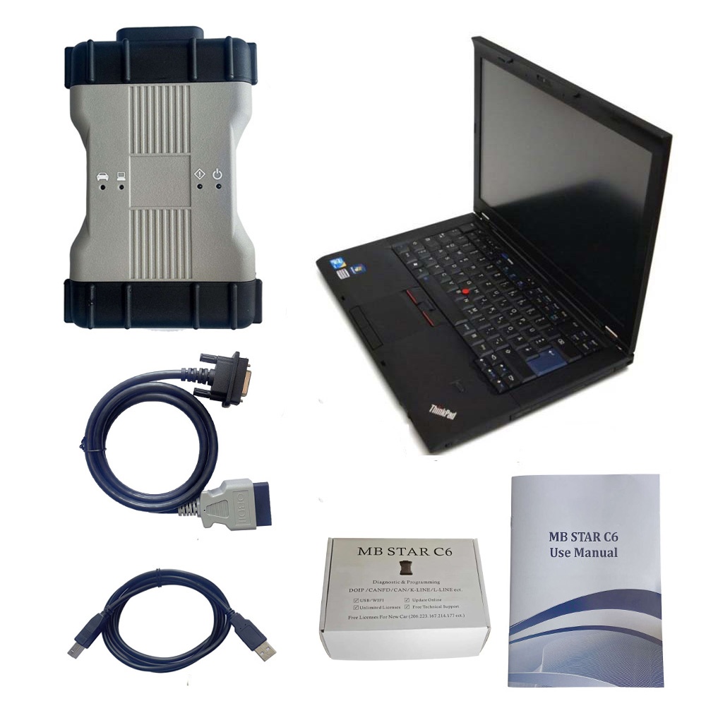 V2024.03 Mercedes Benz Xentry diagnosis VCI BENZ C6 DOIP Multi Diagnostic Tool Plus Lenovo T420 Laptop with 256G SSD