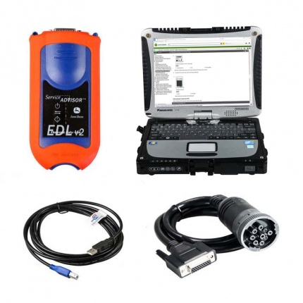John Deere Service Advisor EDL V2 Electronic Data Link Diagnostic Tool Plus Panasonic CF19 Laptop With V5.3.225 AG+ CF S