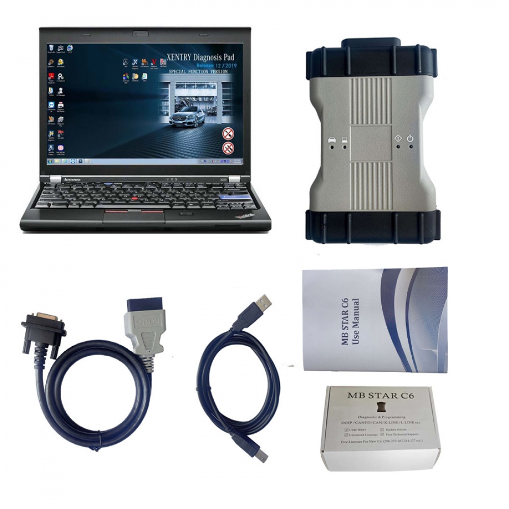 V2024.03 MB STAR C6 Xentry diagnosis VCI DOIP &AUDIO Mercedes BENZ C6 Diagnosis tool PLUS lenovo X230 Laptop 256G SSD