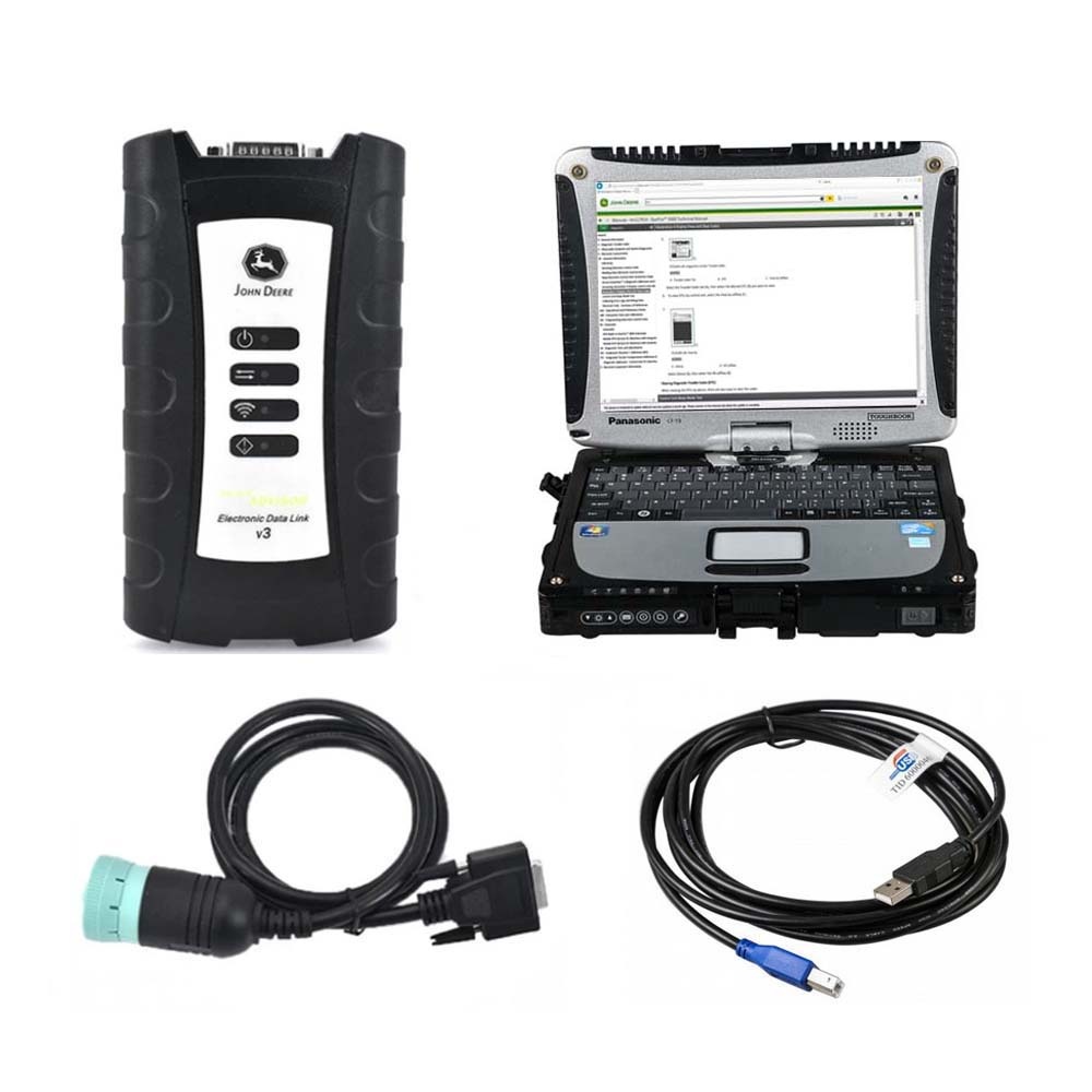 John Deere EDL v3 Interface & Service Advisor Pre Installed CF-19 Laptop Complete Diagnostic Kit V5.3.225 AG + CF