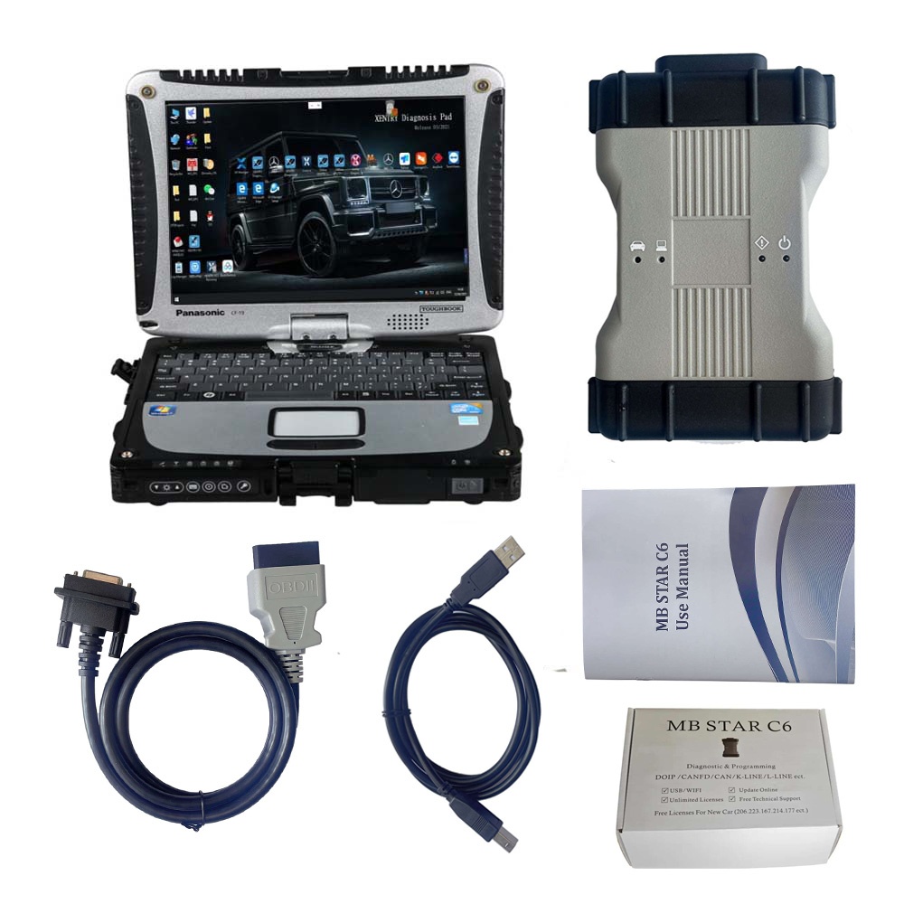 V2024.03 Mercedes BEZN C6 MB SD Connect C6 DOIP Xentry Diagnosis VCI Plus Panasonic CF19 I5 4GB 256G SSD Laptop