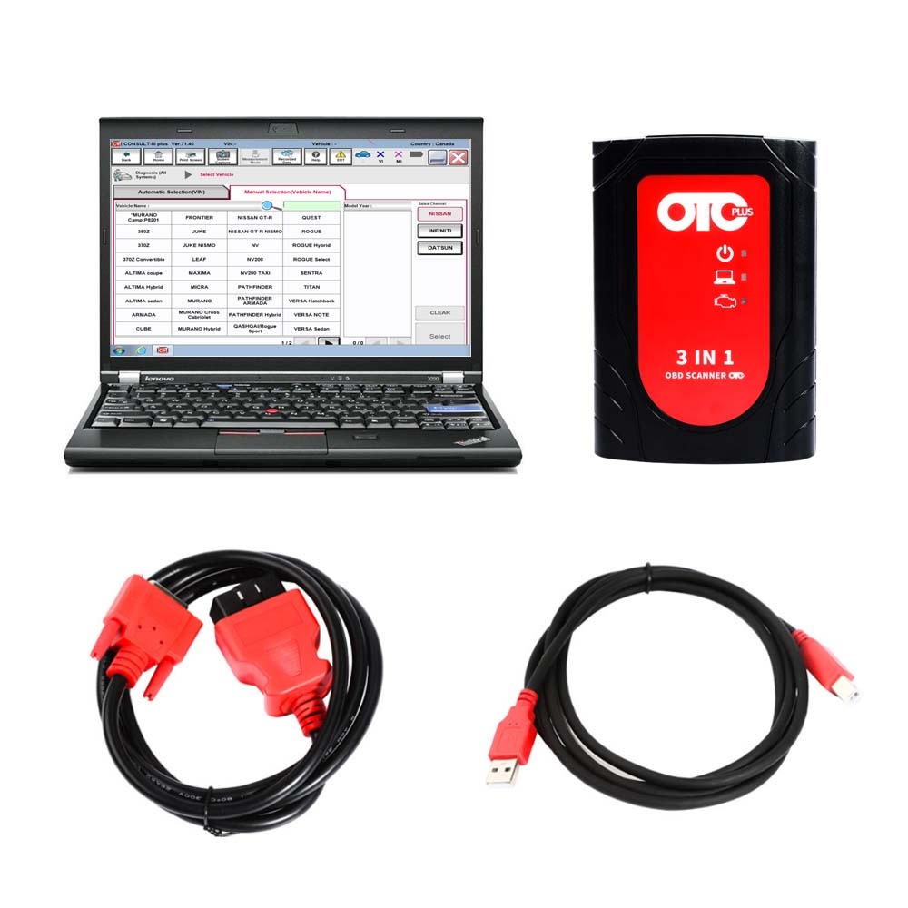 Nissan Consult 3 Plus+Toyota TIS + VOL VIDA DICE OTC 3 in 1 Car Diagnostic Tool Plus Lenovo X230 Laptop Ready to Use