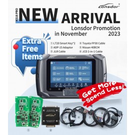 Lonsdor K518 PRO Full Version All In One Key Programmer with 2pcs LT20, Toyota FP30 Cable, Nissan 40 BCM Cable, JCD, JLR and ADP Adapter